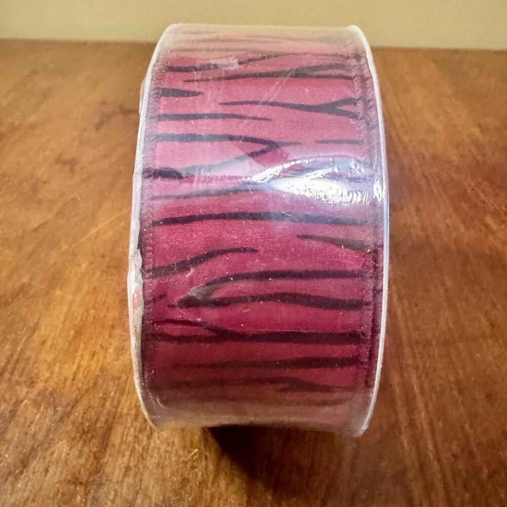 Burgundy Wired Ribbon 2.5” Flocked Velvet 50 Yards Designer Trimming NOS